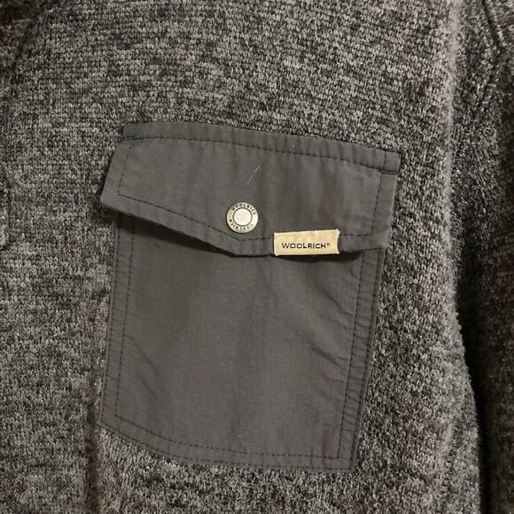 Woolrich Pullover 1/4 Zip Men L Snap Button Pocket Sweater Sweatshirt Gray Men - Picture 3 of 13